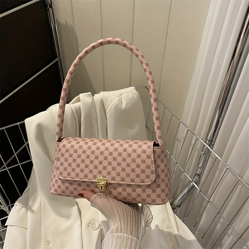 Mini Square Bag Fashionable Geometric Pattern Twist Lock Flap Chain PU