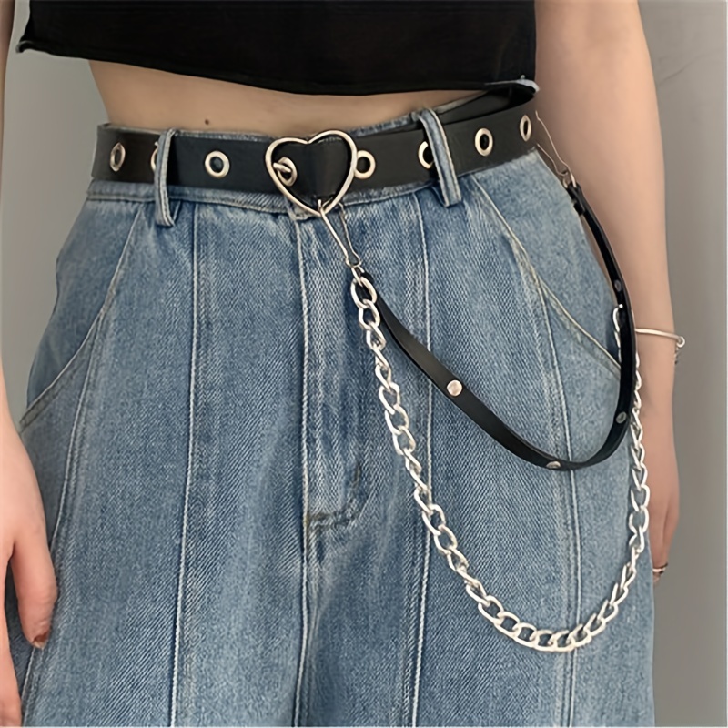Hip Hop Style Rock Decorative Belt, Heart Buckle Men's Pants Belts - Temu