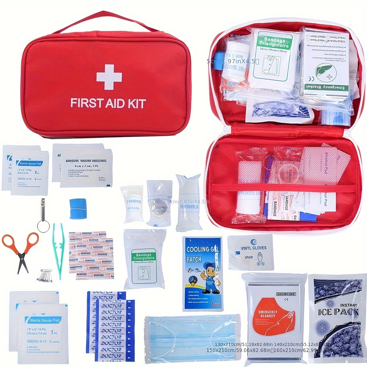 Compact 64 Piece First Aid Kit Home Business School Essential