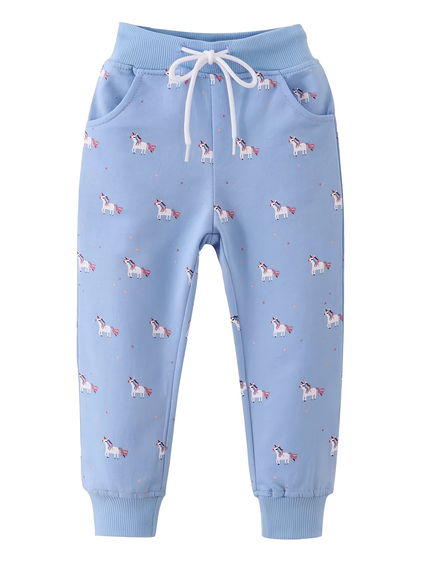 Girls Casual Sweatpants Elastic Waist Unicorn Print - Temu