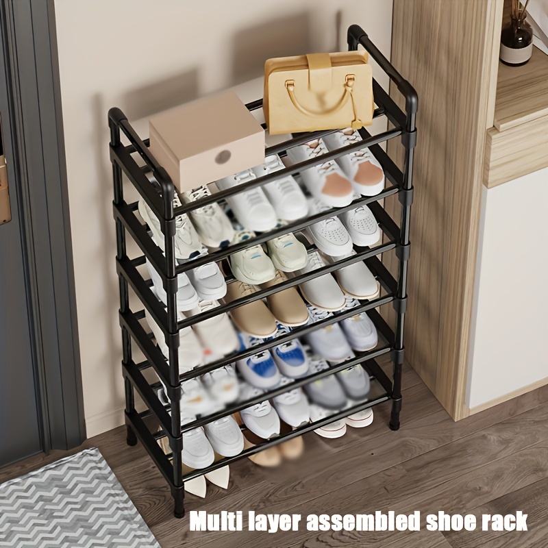 1pc Multi-Layer Shoe Rack, Shoe Storage Rack, Single Row Free Standing Shoe  Rack, Stackable Shoe Partition, Black Shoe Rack, Suitable For Porch