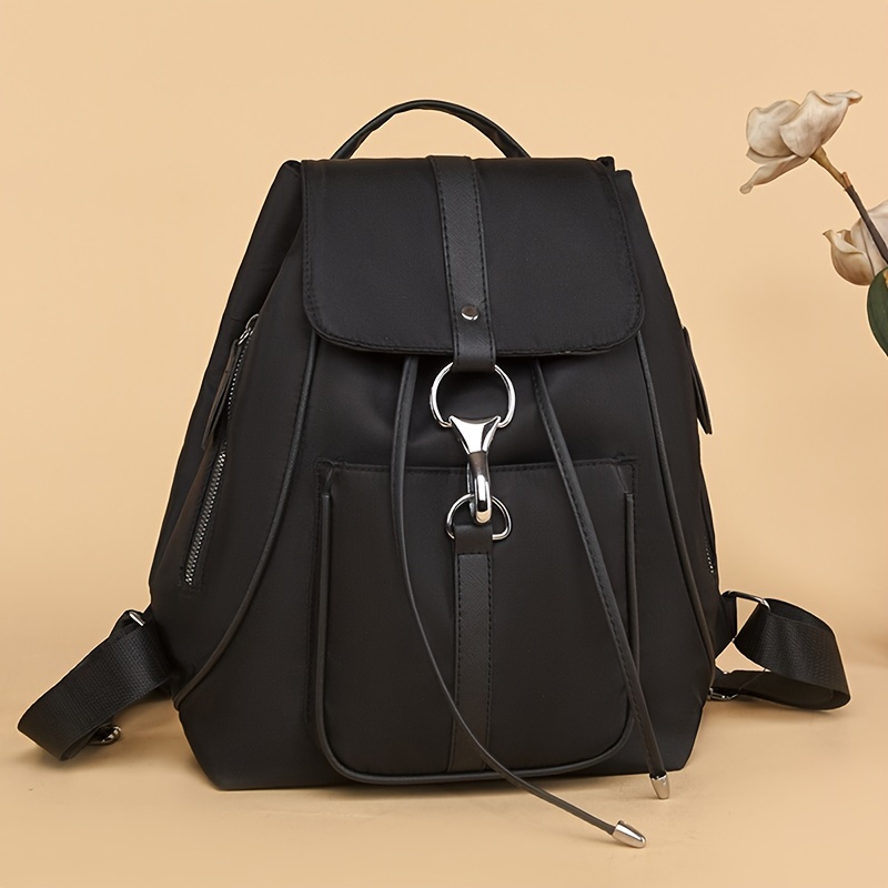 Small Drawstring Backpack with Buckle Decor Flap