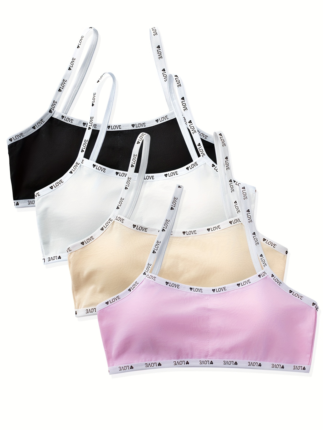 Girls Thin Camisole Bras Solid Color Simple Cartoon Pattern - Temu