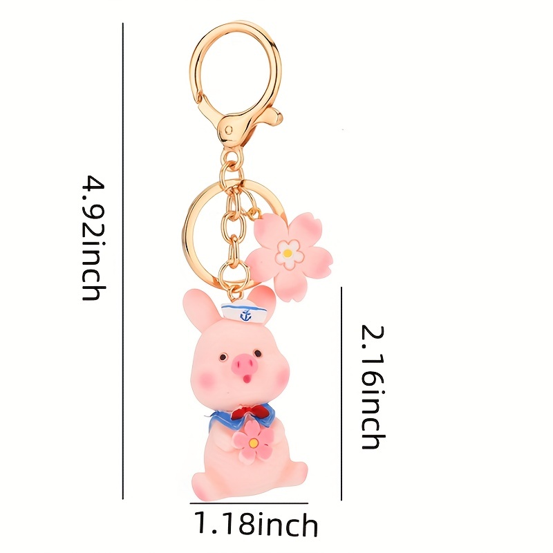 Flower Car Key Charms Toy Pig Key Holder Backpack Pendant Sakura