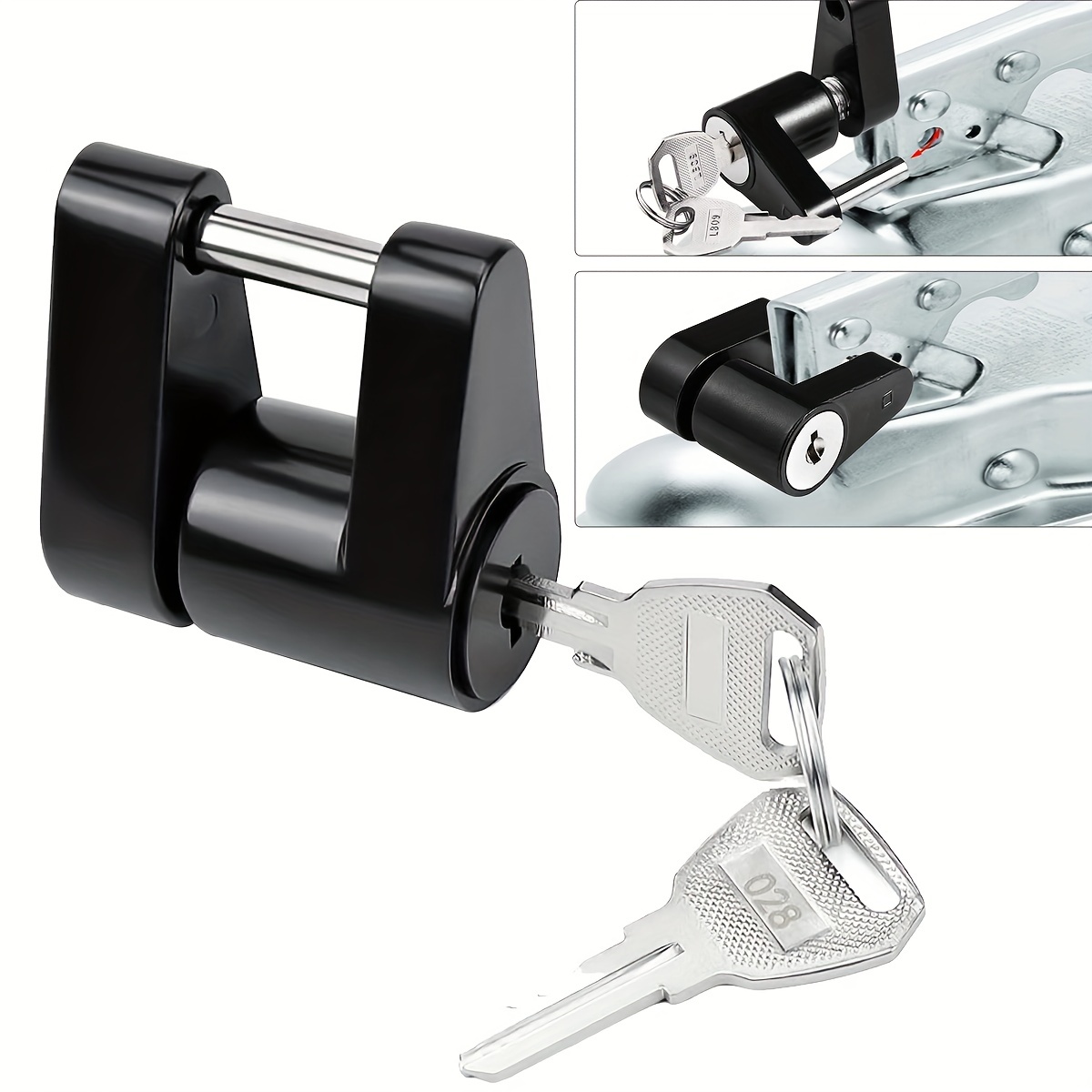 

Secure Your Trailer With A Heavy-duty Black Hitch Coupler Lock, 1/4 Inch Diameter