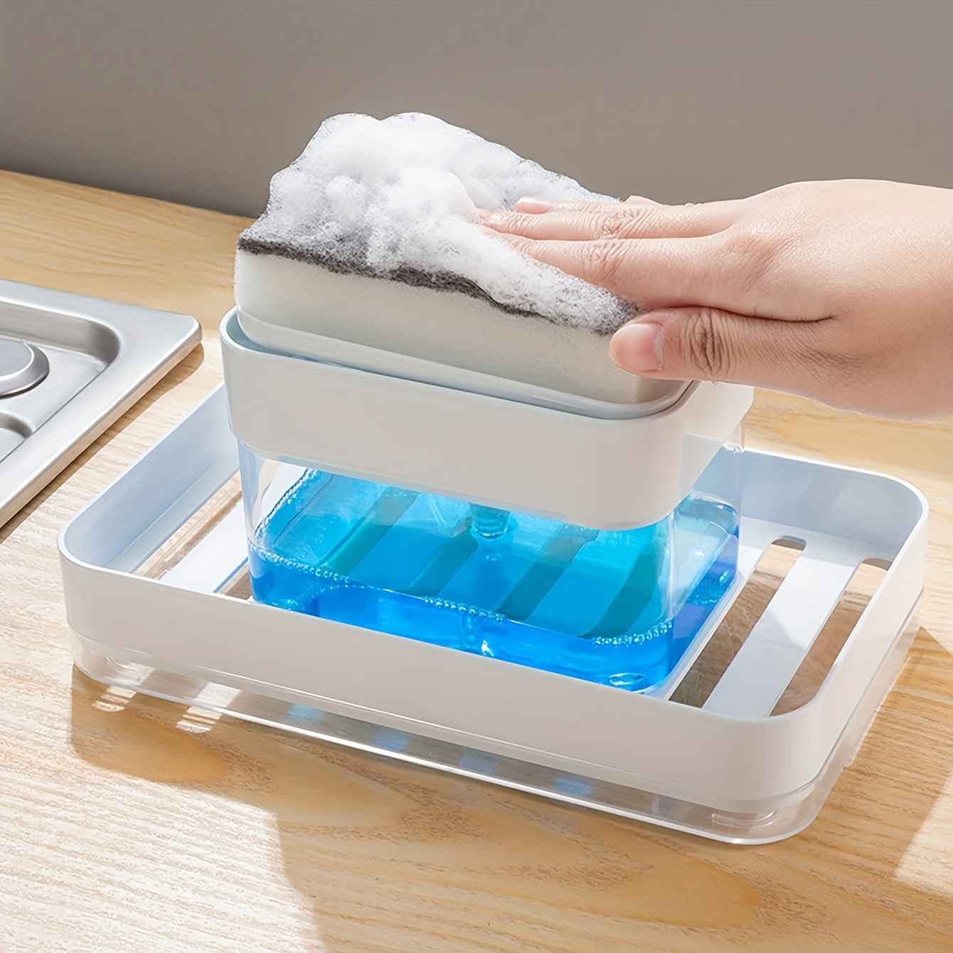 Kitchen Dishwashing Liquid Sponge Dispenser With Press Type Automatic Soap  Dispenser, Dish Brush Combination, Cleaning Tool