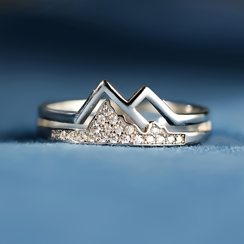 Mountain Themed Zirconia Ring, Versatile Gift for Daughters, Mothers, Friends