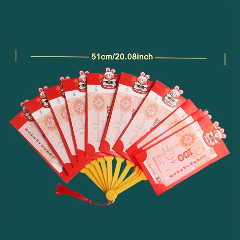 Chinese New Year Red Envelopes,Folding Fan Chinese Red Envelope Lucky Money  Envelopes Blessing Bags for Lunar New Year 