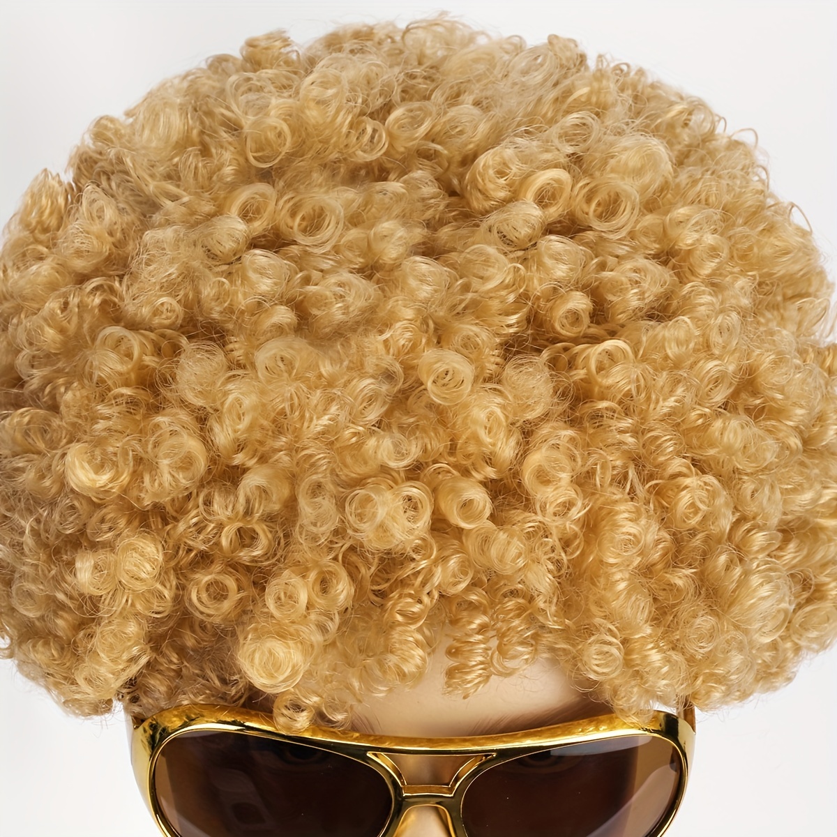 70s 80s Disco Afro Wigs Set Mustache Sunglasses Golden Chain - Temu