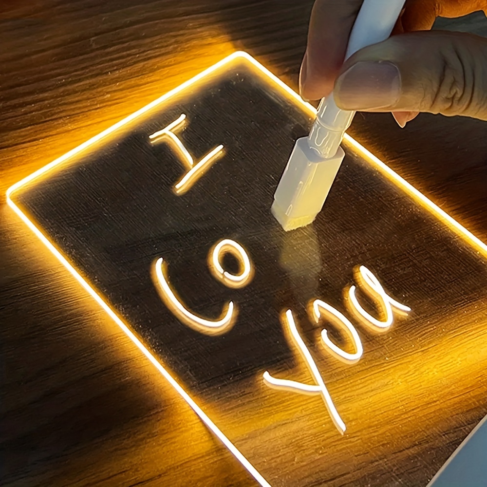 Acrylic Board Luminous Transparent Message Note Board Writing Memo Board  for Personal Creative Use Includes Dry Erase Markers