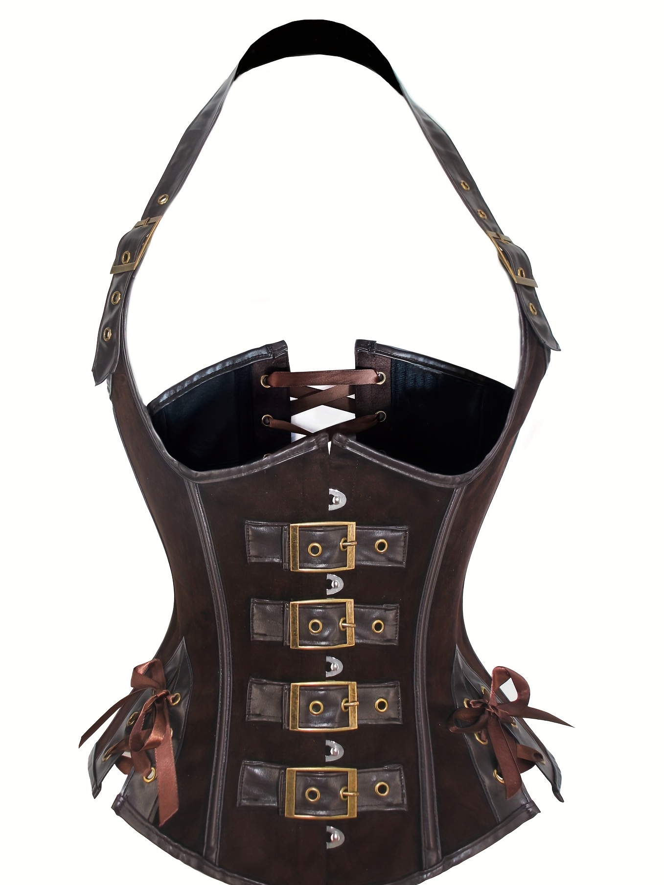 Black PVC Leather Steampunk Gothic Wasit Trainer Cincher Underbust Corset  Bustier Top, Black, Small : : Clothing, Shoes & Accessories