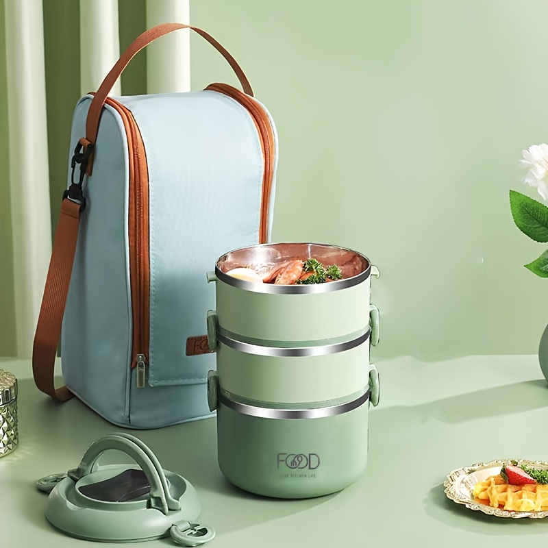 304 Portable Stainless Steel Lunch Box With Spoon - Temu