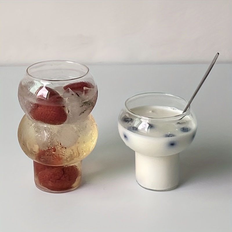 2pcs/set Glass Cup, Creative Structured Clear Water Cup For Kitchen