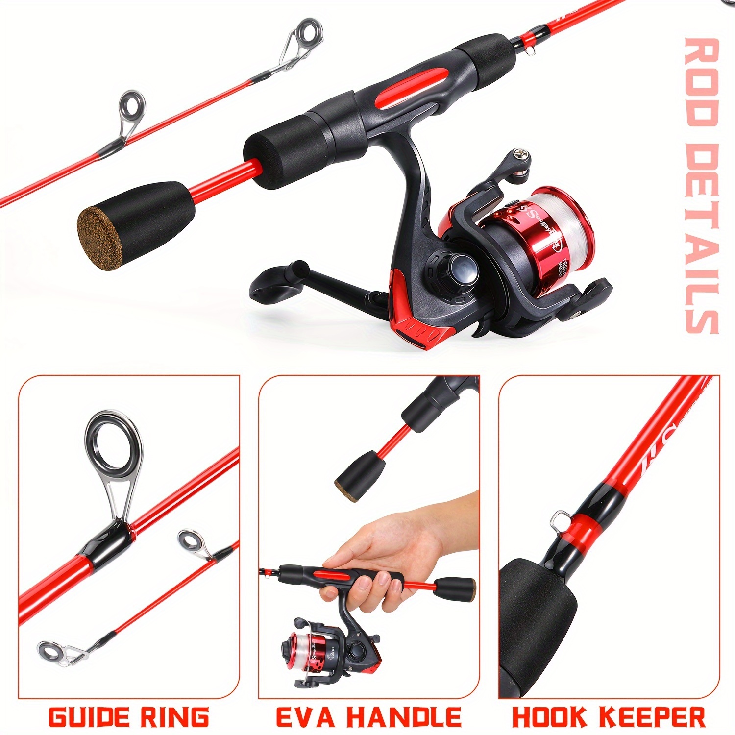 Sougayilang Ice Fishing Rod Reel Combo, EVA Handle Ice Fishing Rod And  Spinning Reel Set, Ice Fishing Jigs, Ice Fishing Kit