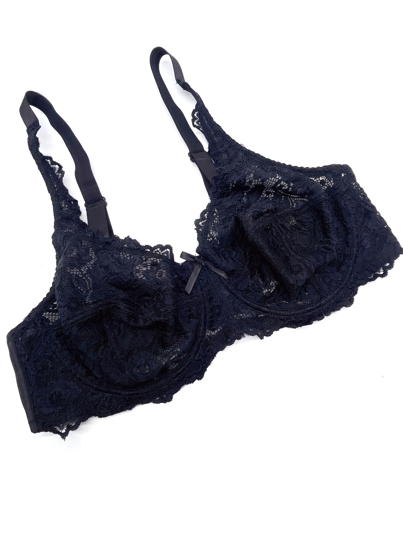 New Lace Perspective Bra Women Sexy Lingerie Underwire Embroidery Floral  Bralette Plus Size Gather Comfortable Bralette (Size : 38E, Color : Black)  : : Clothing, Shoes & Accessories