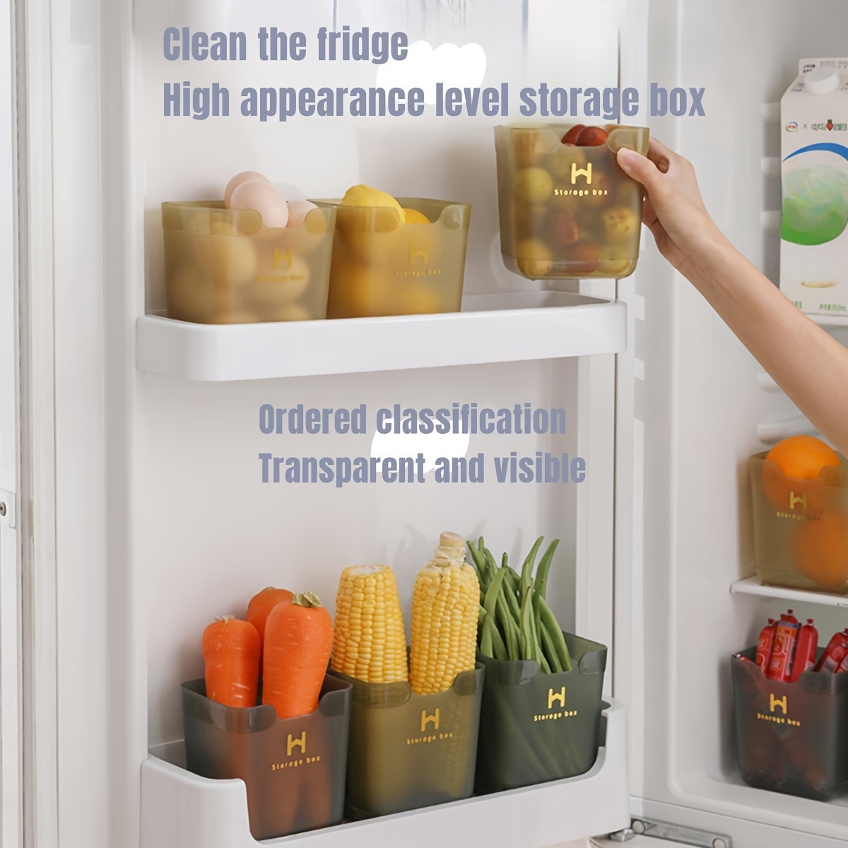 1pc Multi-functional Transparent Refrigerator Side Door Storage