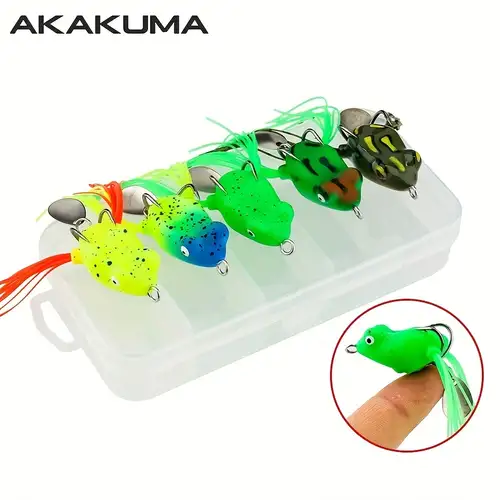 HENGJIA 5pcs Frog Shape Lure With 3D Eyes, Soft Tube Bait Plastic Fishing  Lure With Hooks Topwater Ray Frog Artificial, Fishing Tackle 5cm/1.96in 8g