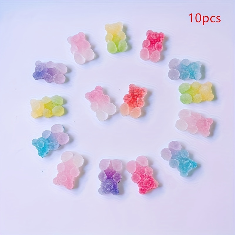 50 Pieces Nail Glitter Gummy Bear Charms Resin Flatbacks Candy Bear Charms  for Slime Nails DIY Craft Scrapbooking Phone Case Doll House Stationery Box