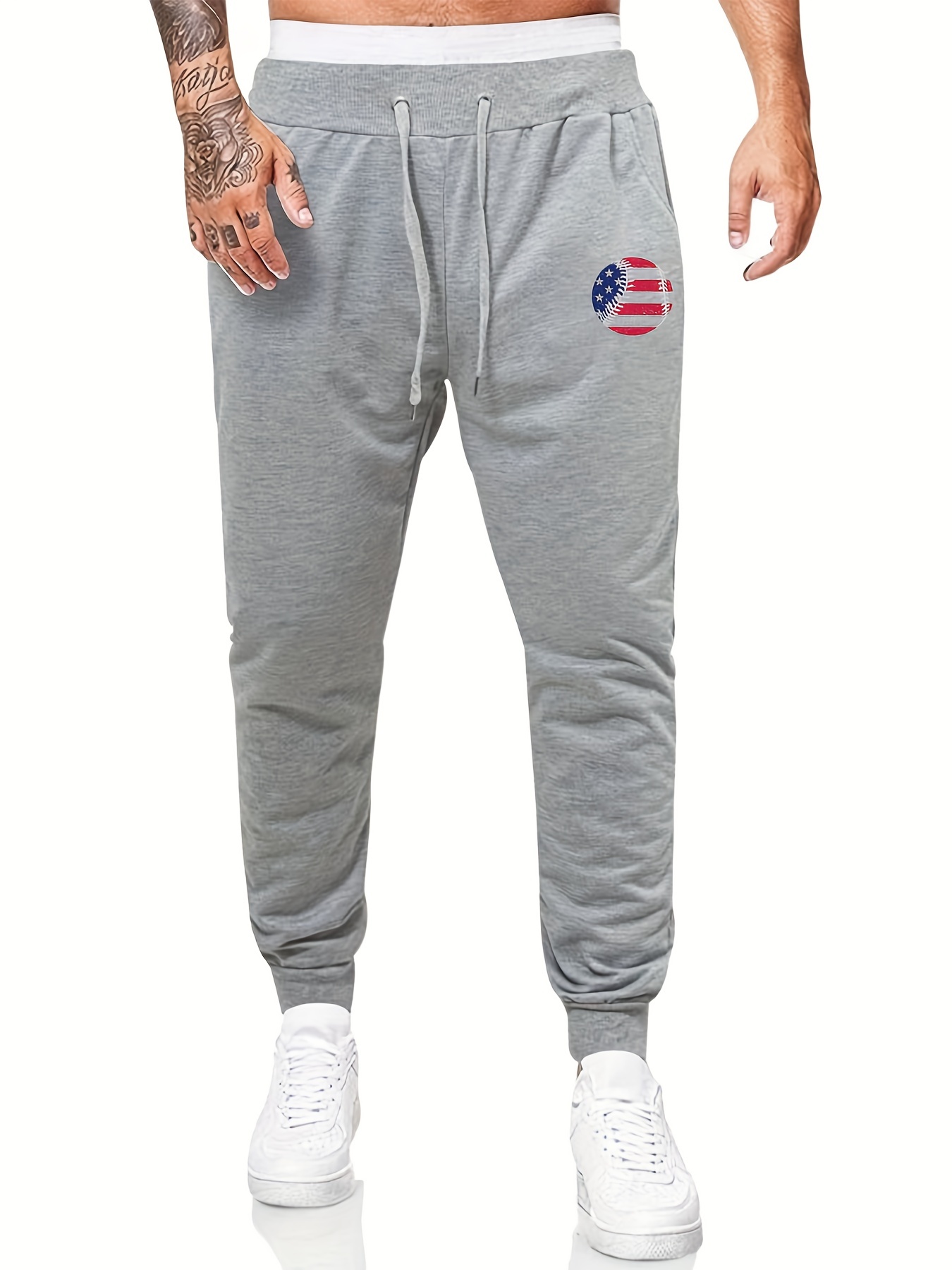 Baseball Pattern Print Mens Sweatpants Mens Casual Drawstring