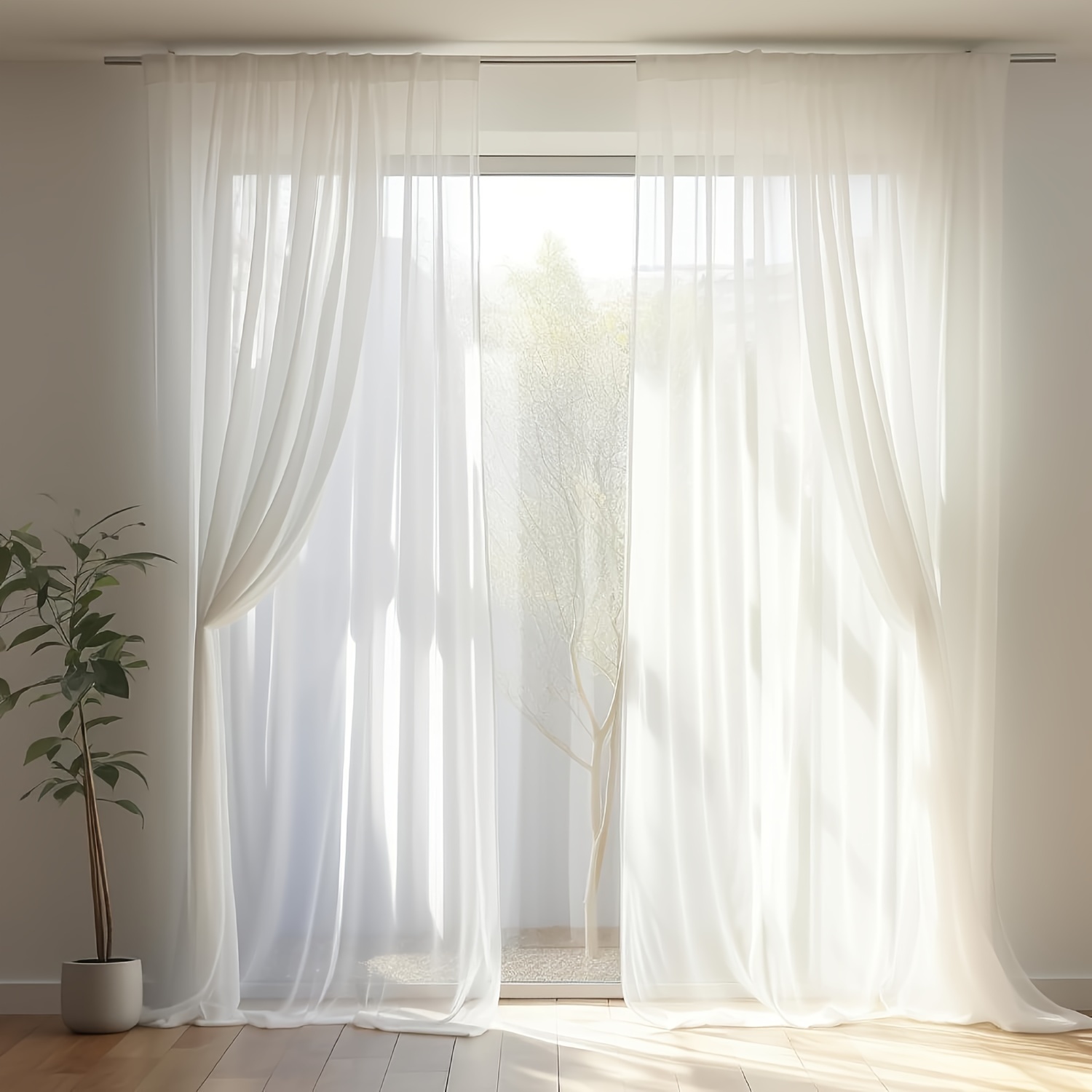 2pcs white   translucent tulle curtain romantic atmosphere window sheer curtain for living room bedroom window door home decoration details 1