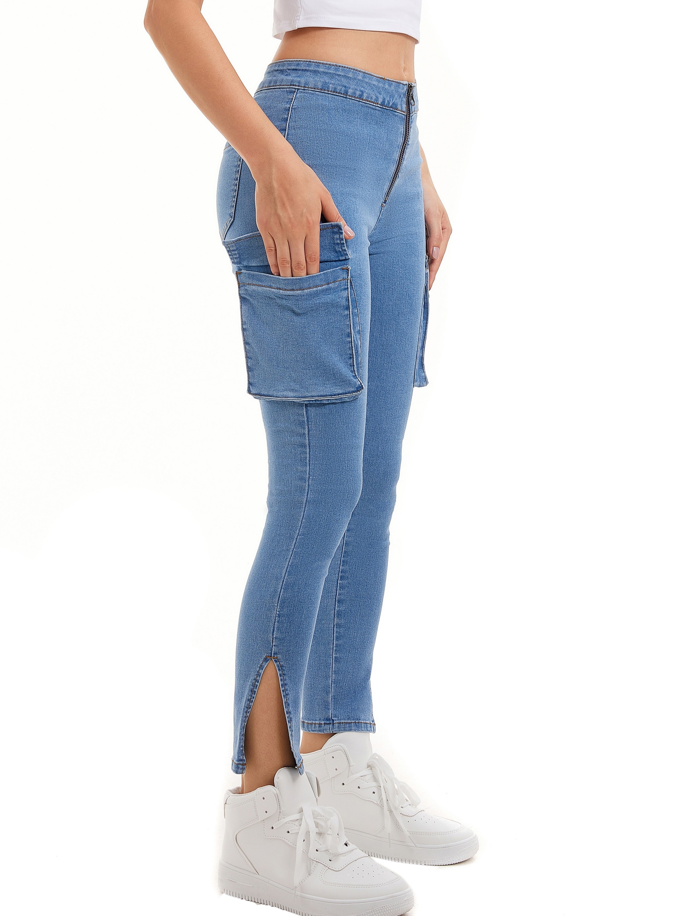 pantalones ajustados básicos para mujer cómodos y suaves de tela de color  sólido para pantalones ajustados S-3XL