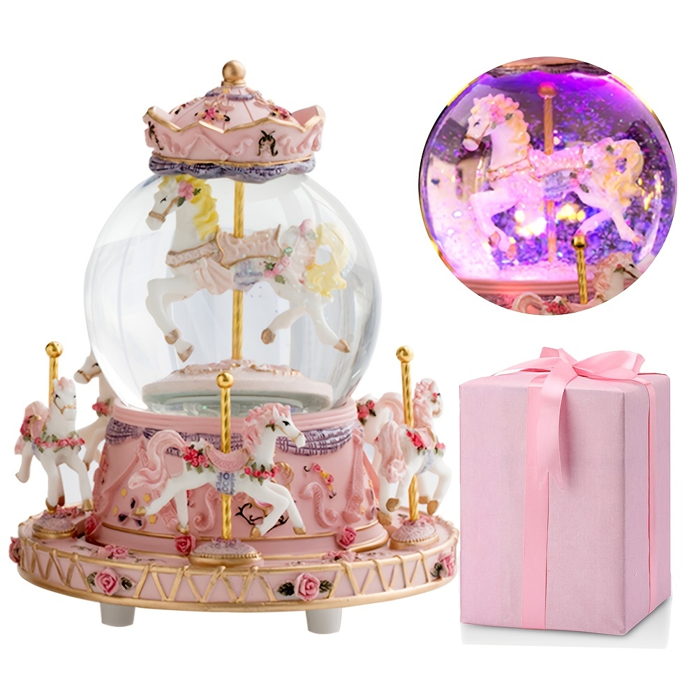 Tiffany Blue Gold Carousel Crystal Ball Music Box Birthday Valentine's Day  Christmas Exchange Gift - Shop JARLL ART Items for Display - Pinkoi