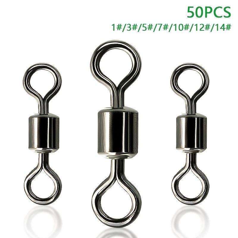 50pcs Matte Black 8-Shaped Ring - American Style Swivel for Stainless Steel  Fishing Line - High-Speed Rotation & Anti-* - Perfect for Carp Fishin