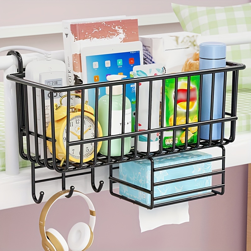 1pc Under Desk Dormitory Storage Rack With Hanging Basket