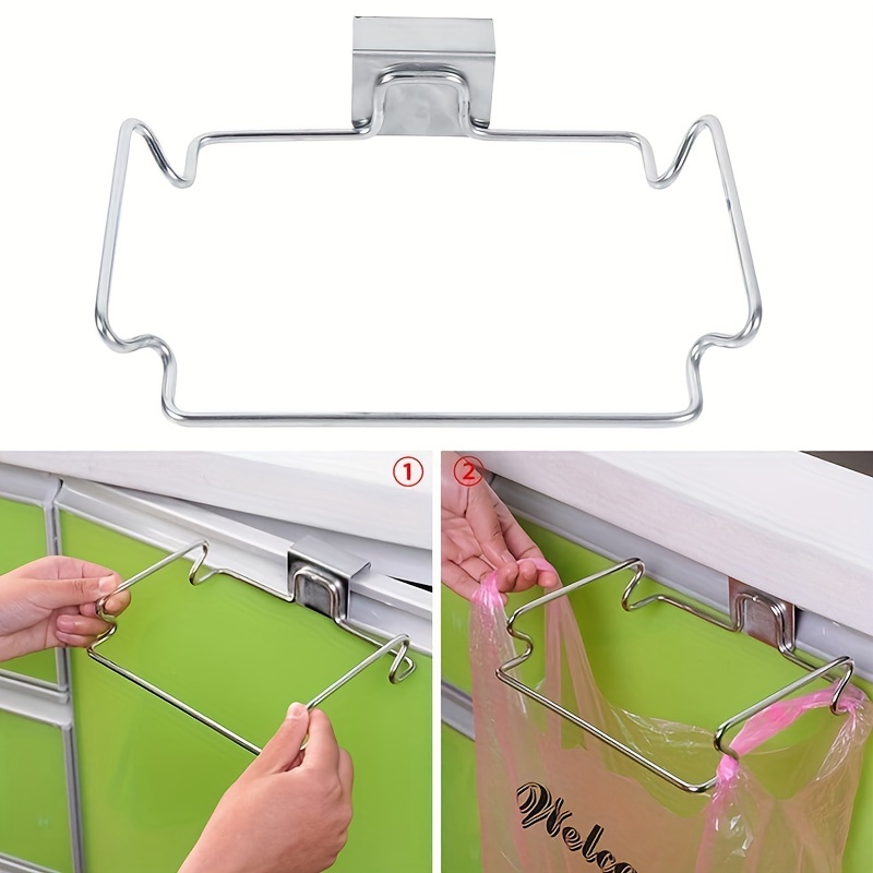 Trash Rack Cabinet Door Garbage Bags Holder Stainless Steel - Temu