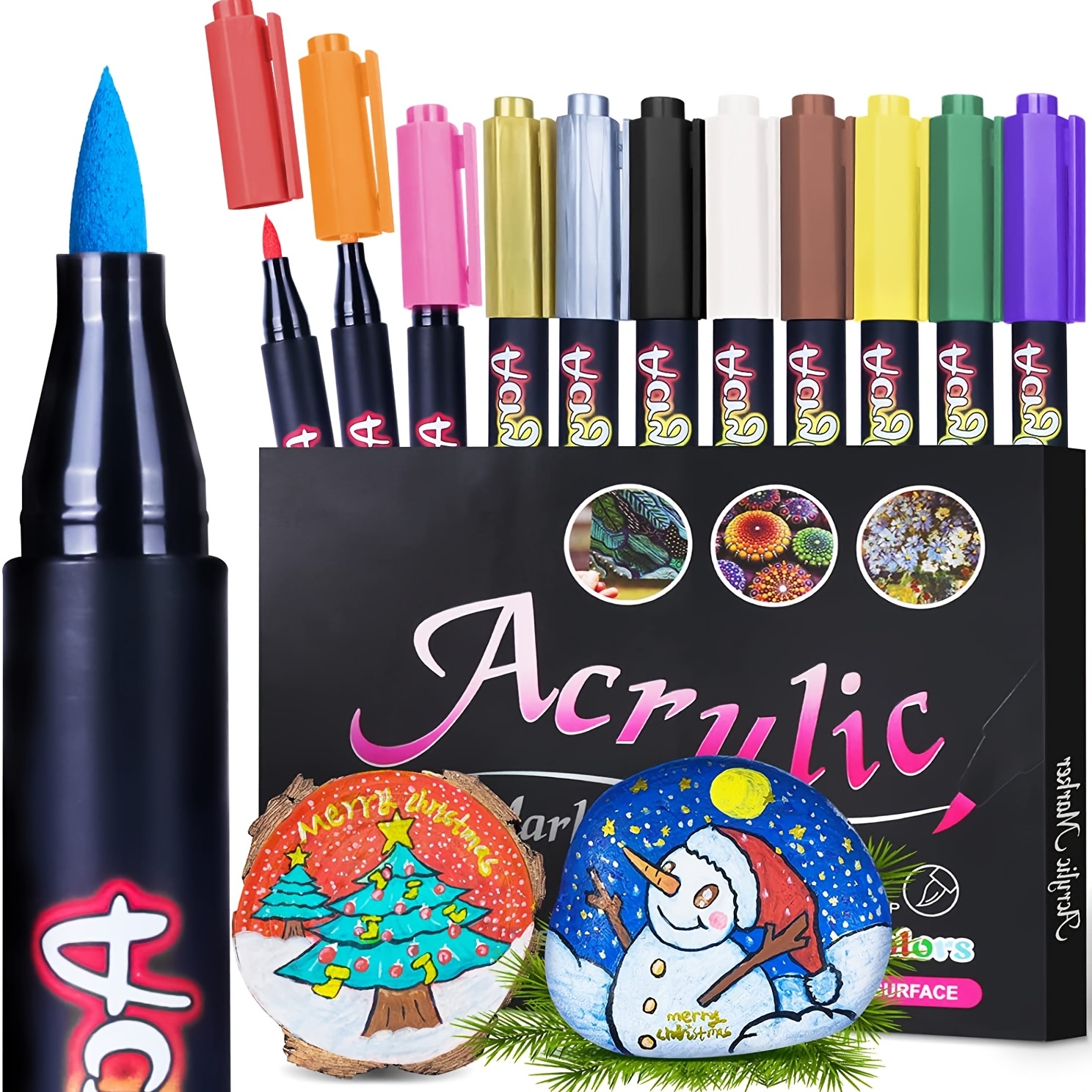 Flysea 18 Colors Acrylic Paint Pens Soft Brush Tip - Temu