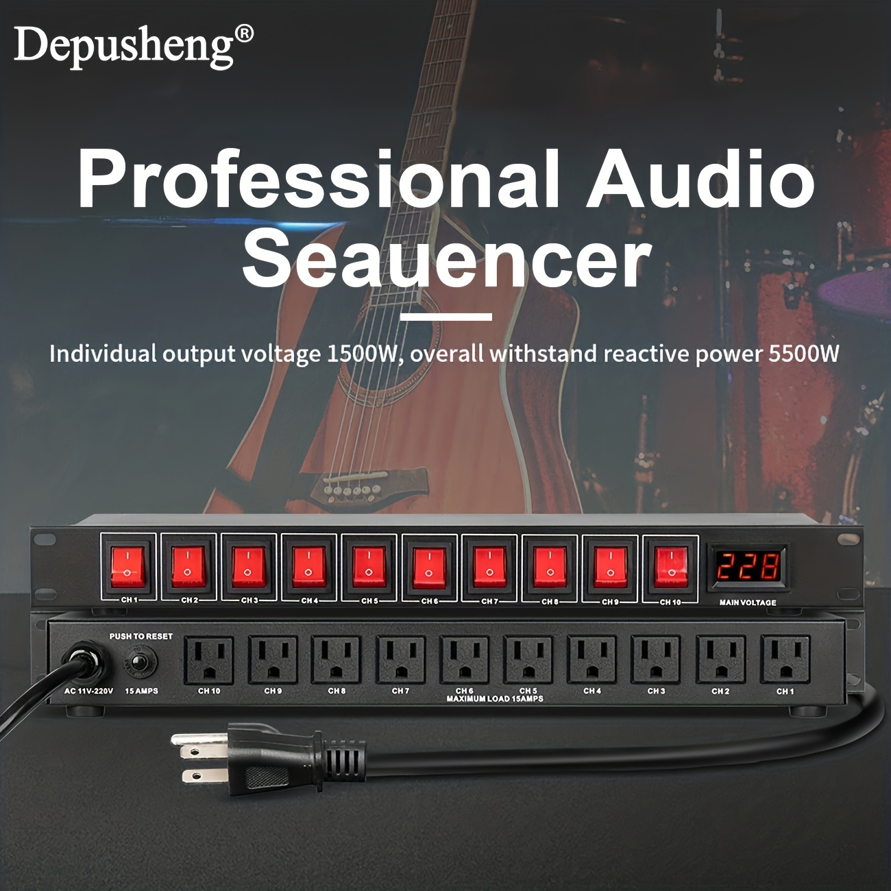 

Depusheng 10 Outlet Power Sequencer Conditioner-10independent Switch Conditioner, 1u Rack Audio Digital Power Supply Controller Regulator W/voltage Readout, Protector.