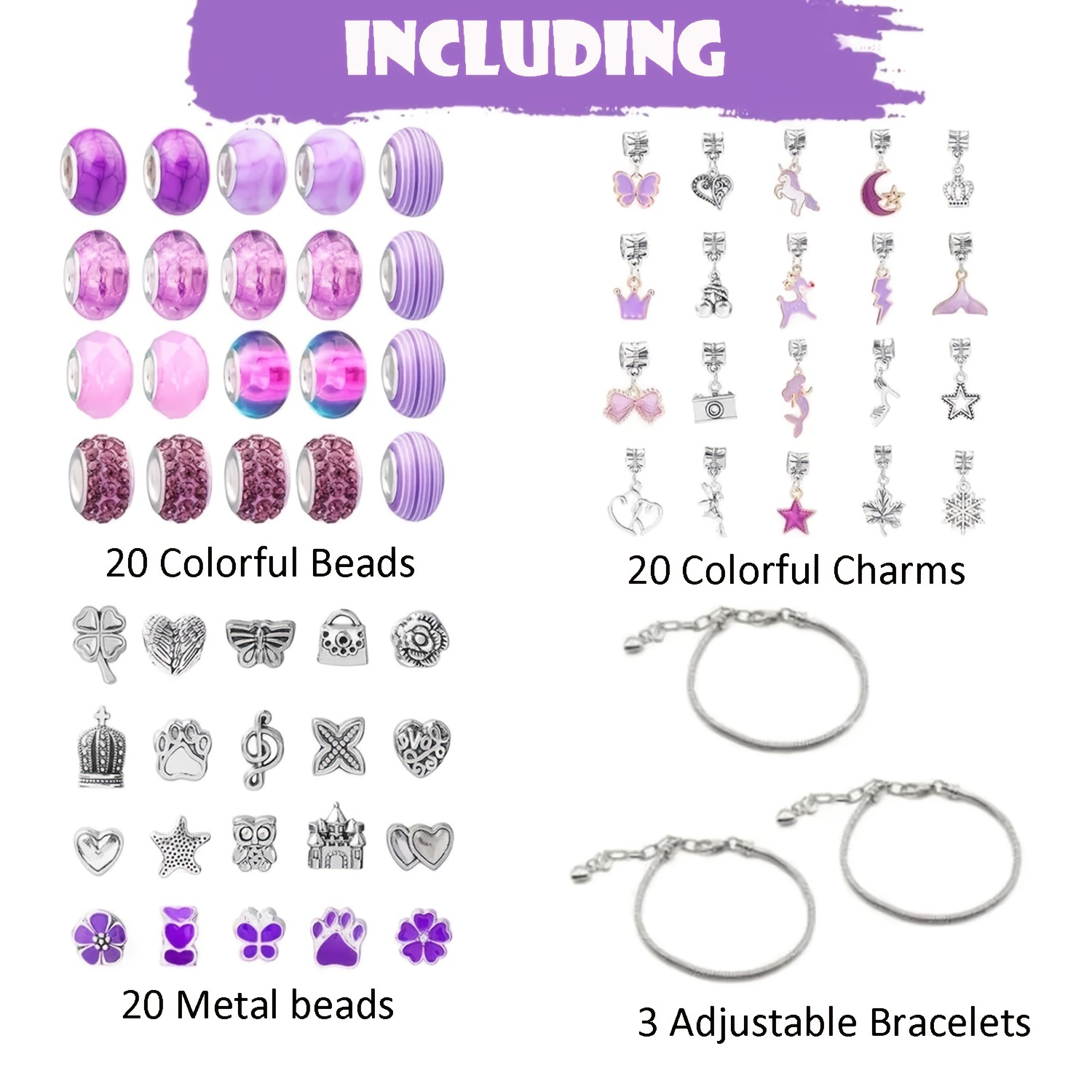 Charm Bracelet Making Kit,Jewelry Making Supplies Beads,Unicorn
