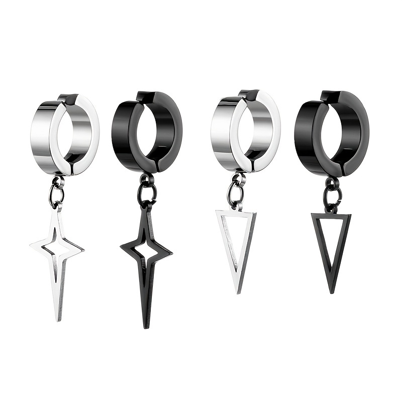 Stainless Steel Triangle Star Dangle Earring