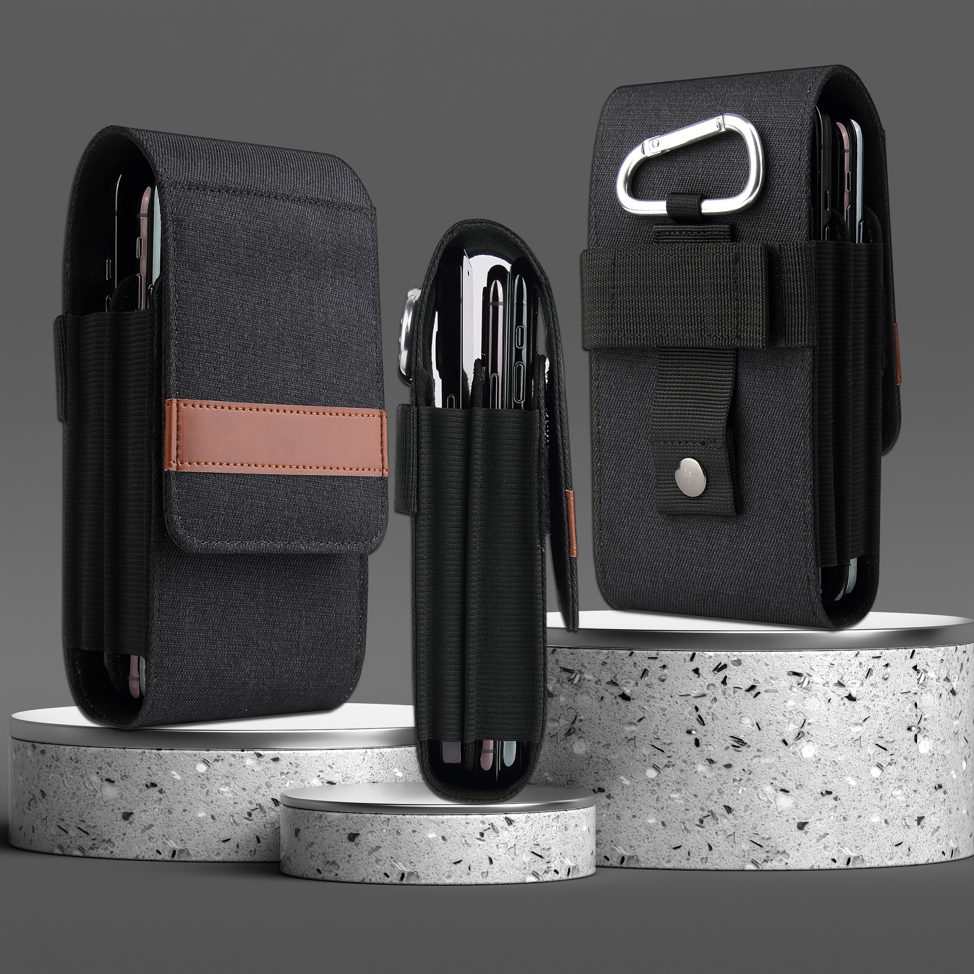 Encased Nylon Phone Pouch Belt Clip - Large