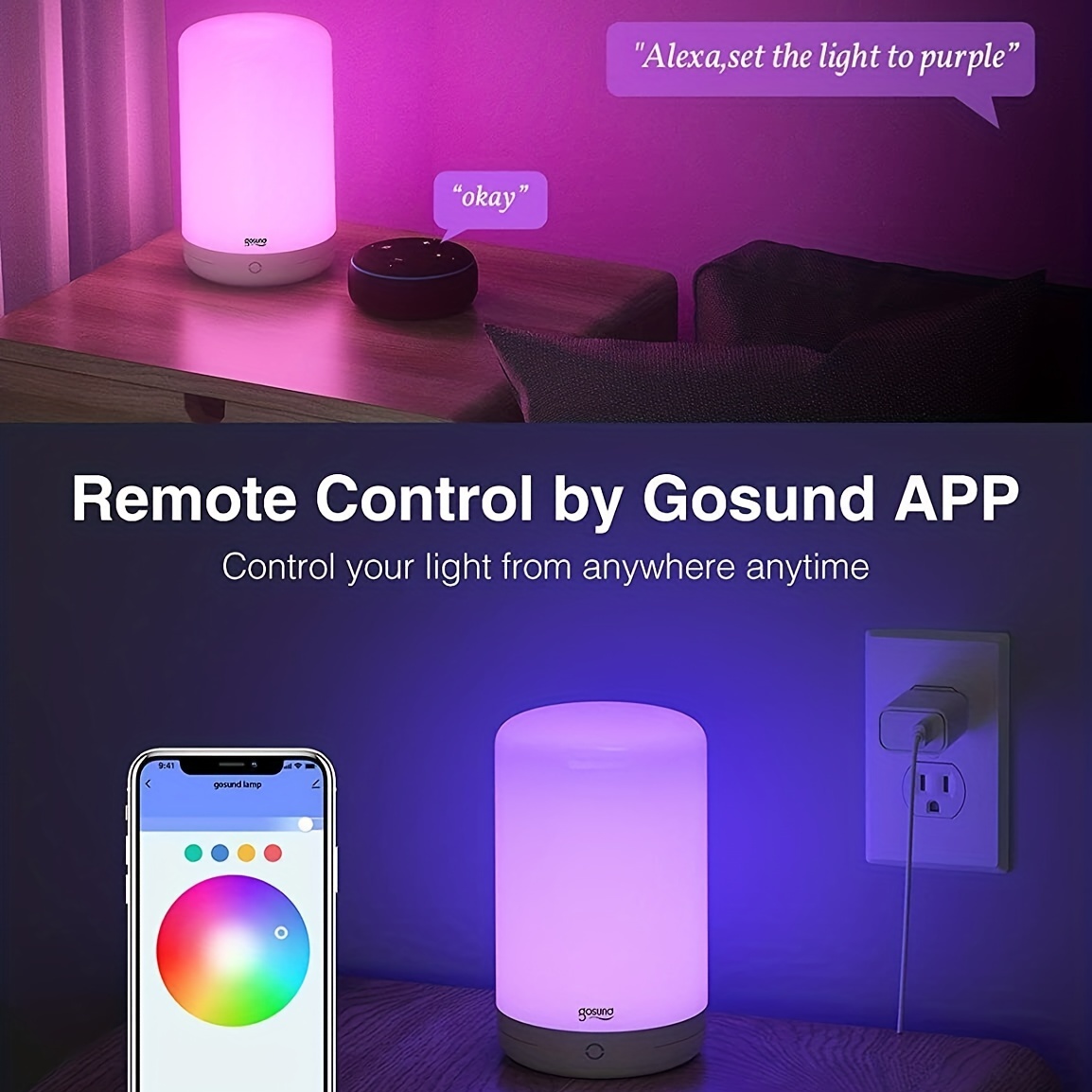Lampade Touch Da Comodino A LED Smart Lamp Compatibili Con Alexa E Google  Home App Control Cambiamento Di Colore RGB Dimmerabile E Luce Notturna