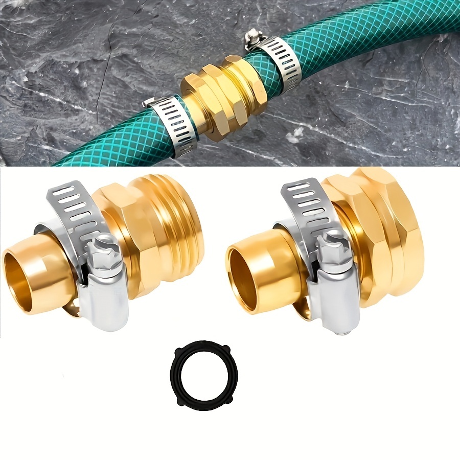 2pcs/set Garden Hose Repair Mender Kit Hose Connector With Stainless Steel  Clamp Connector Set Garden Watering Irrigation System