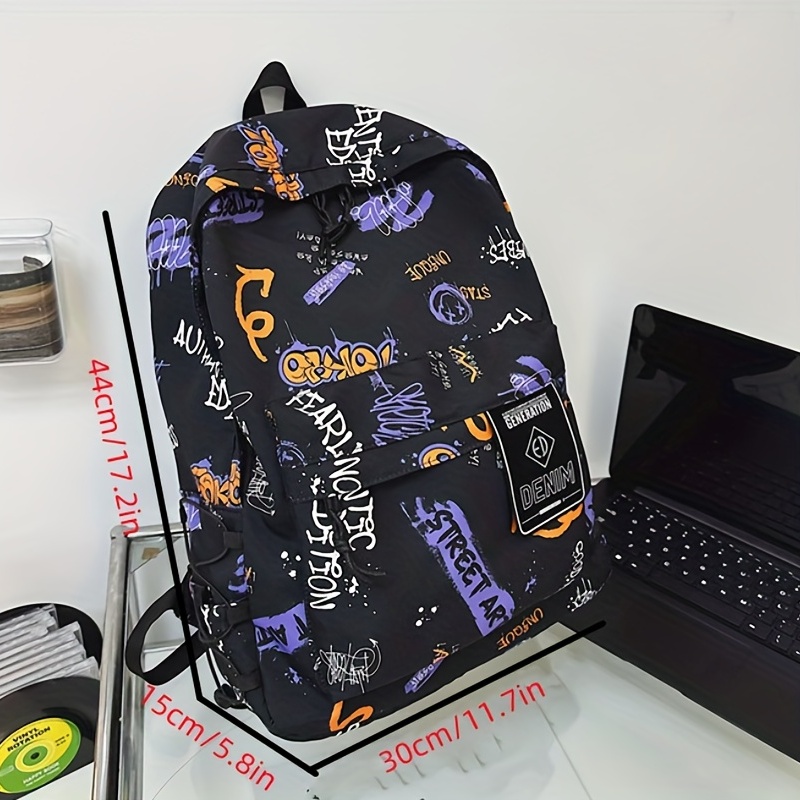 Street Sports Graffiti Pattern Backpack Large Capacity Travel Schoolbag