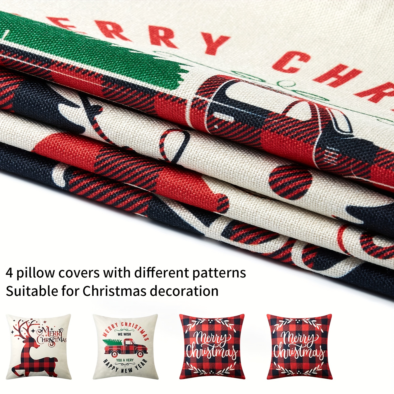 1pc Christmas Theme Sled & Santa Claus Slogan Cushion Cover, Modern Simple  Faux Linen Material With Hidden Zipper, Single Printed Side, Pillow Insert  Not Included, Suitable For Christmas Party Living Room Bedroom