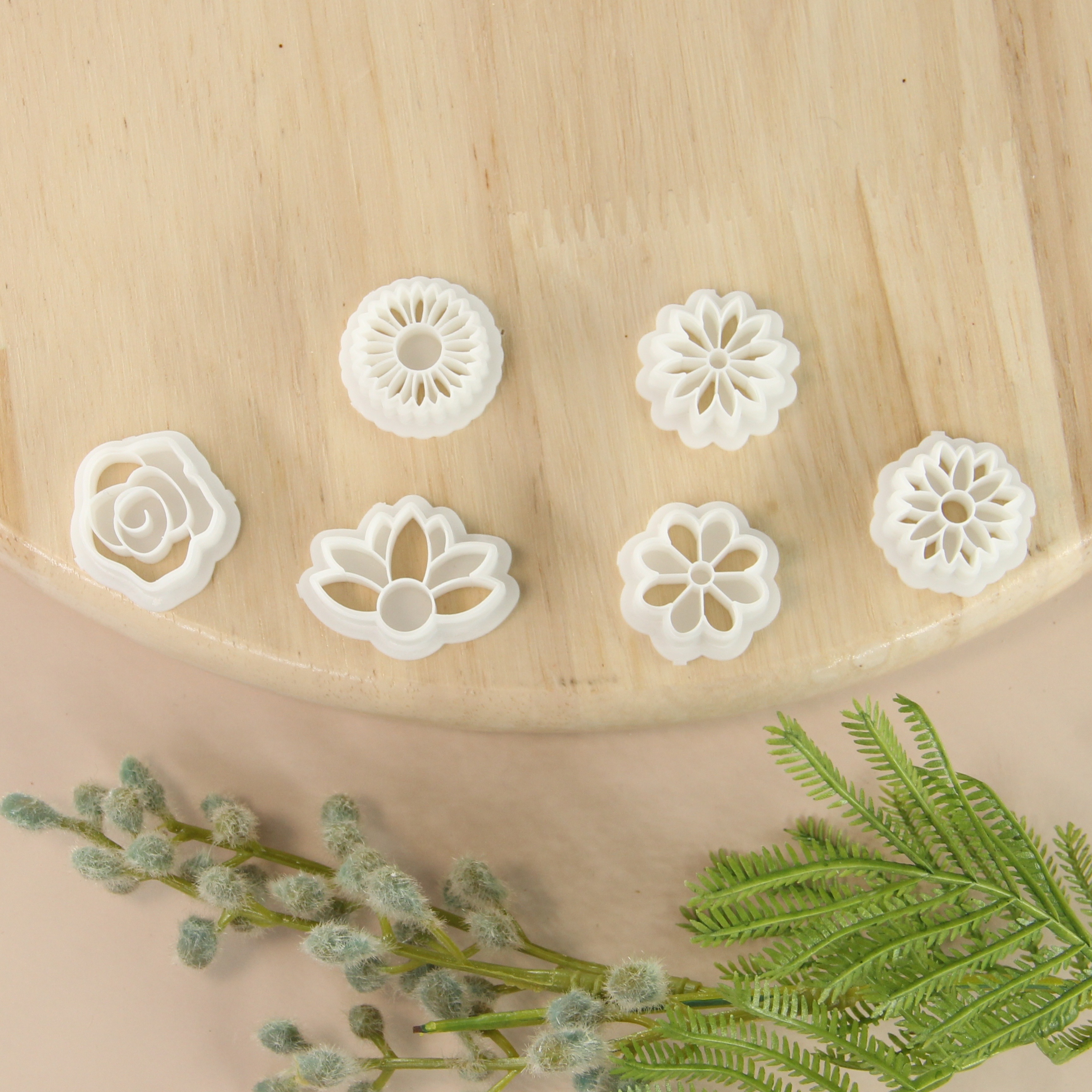 TEMU 6pcs Polymer Clay Cutters, Flower Stud Clay Cutters For Jewelry Making, Polymer Clay Earrings Cutters, Spring Polymer Clay Cutters