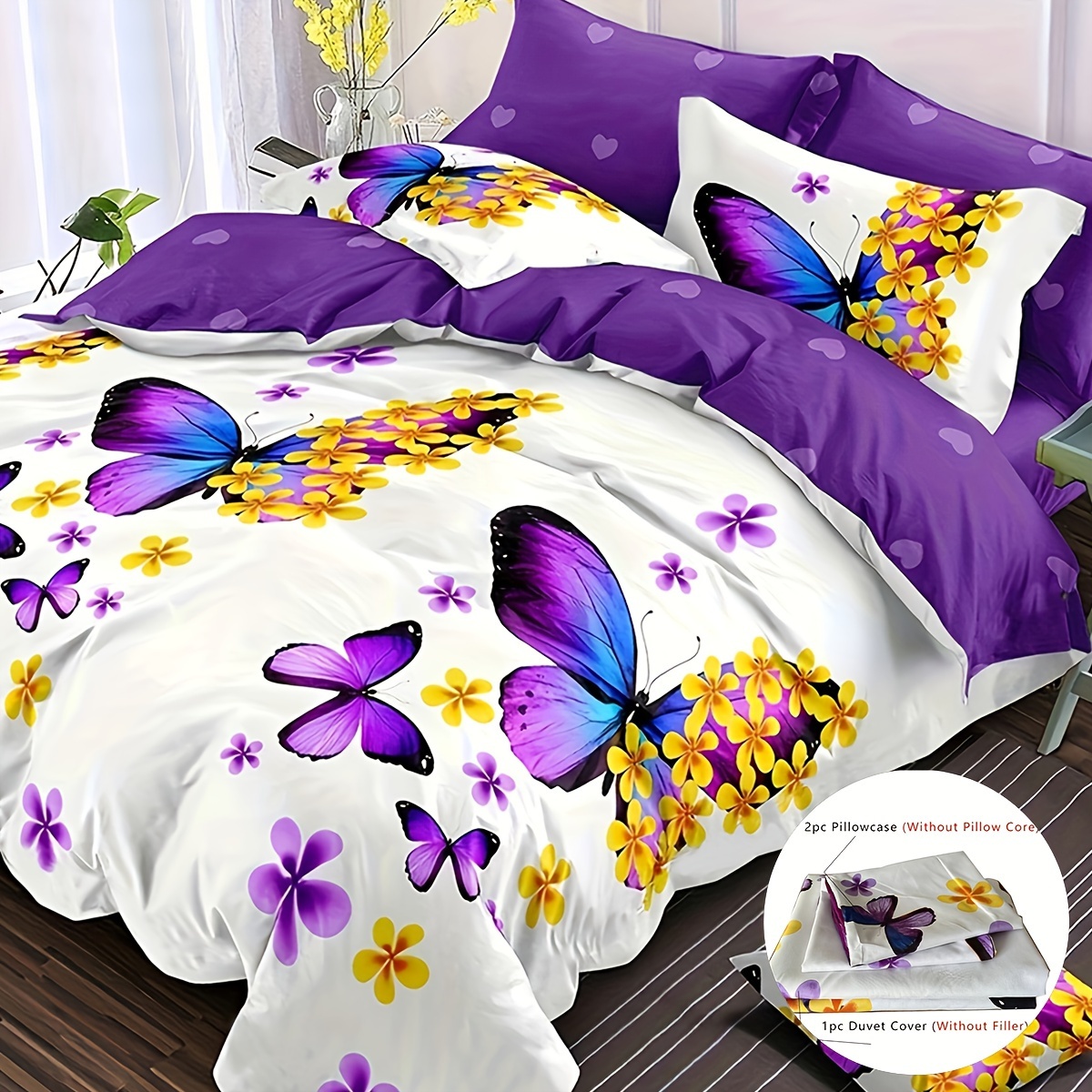 Purple Leopard Print Bedding Sets Twin Gold Butterfly Comforter