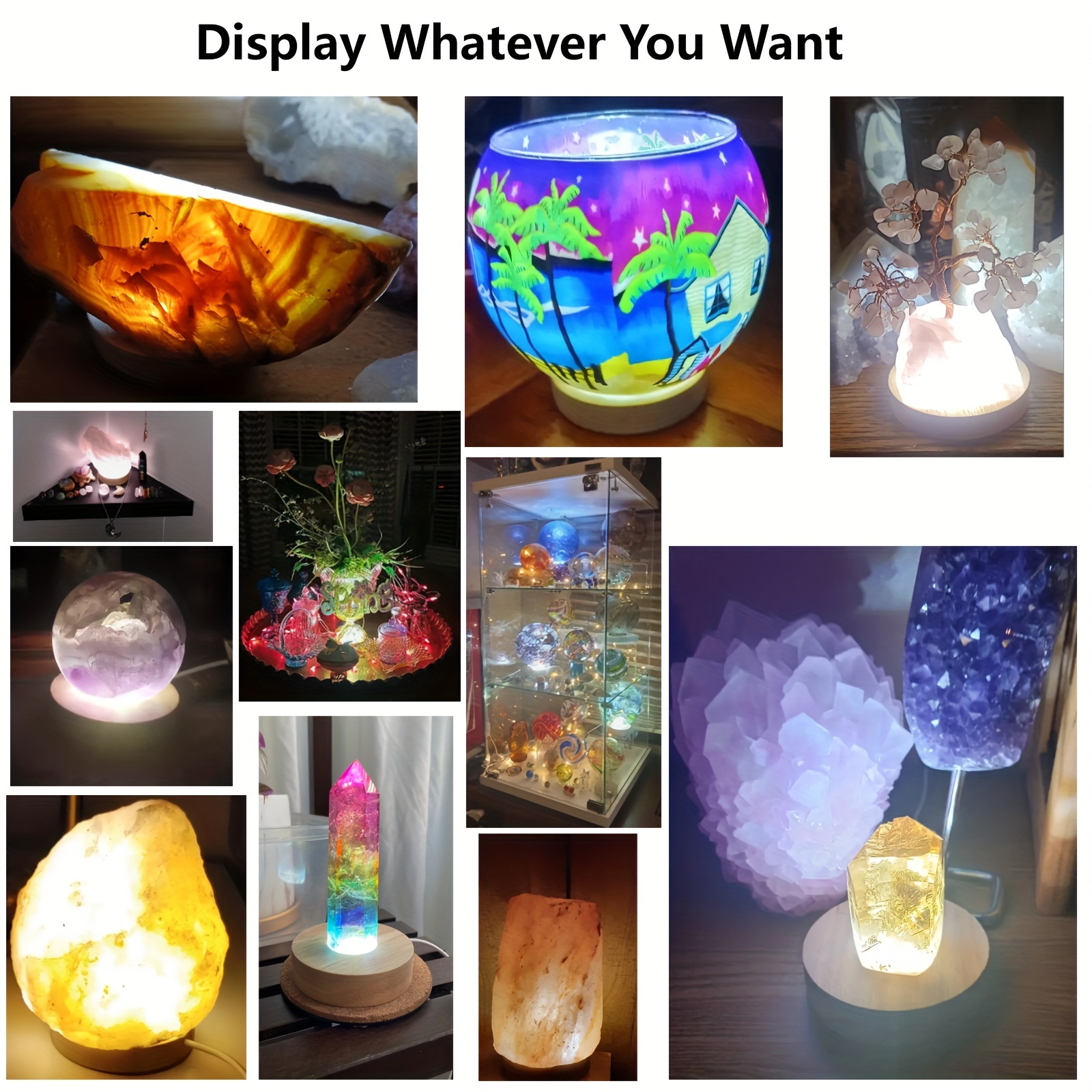 1pc sold wood led light base perfect for 3d crystal and art display also for bedside reading and ambient lighting details 0