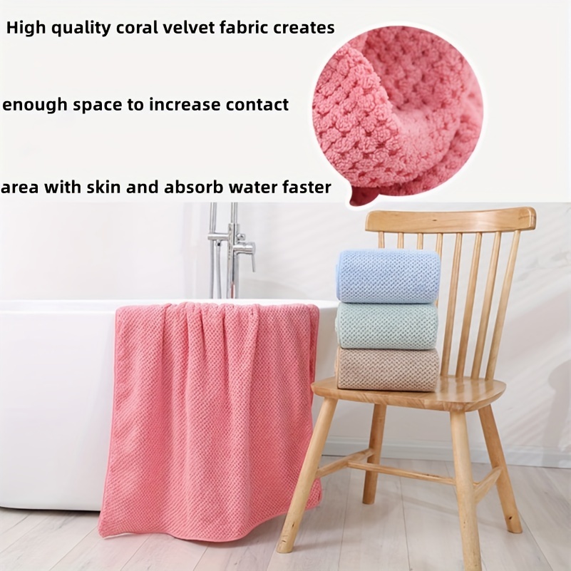 Coral Fleece Bath Towel Absorbent Coral Velvet Solid Color Bath