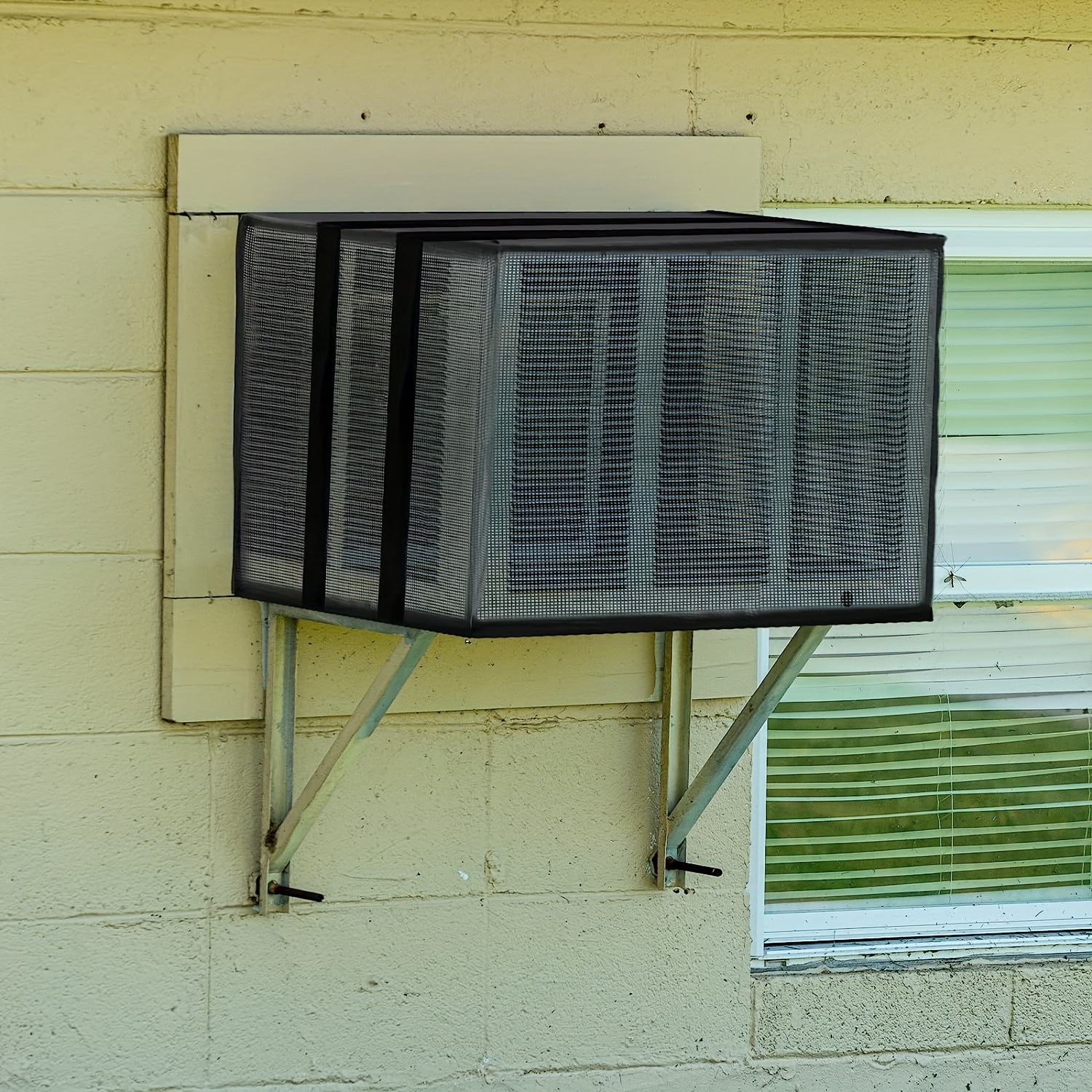 Fenster-Klimaanlagen-Abdeckung Aus Kunstharz-Netz, Schutzhülle Für  Fenster-Klimaanlagen Im Freien, Stützfenster-Klimaanlage Für Die Arbeit,  Schwarz
