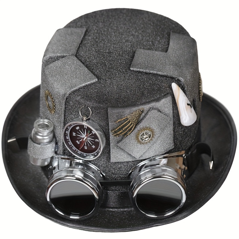 X6HE-Sombrero de viajero Steampunk para hombre, gorros con gafas, accesorios  Steampunk para fiesta de Halloween
