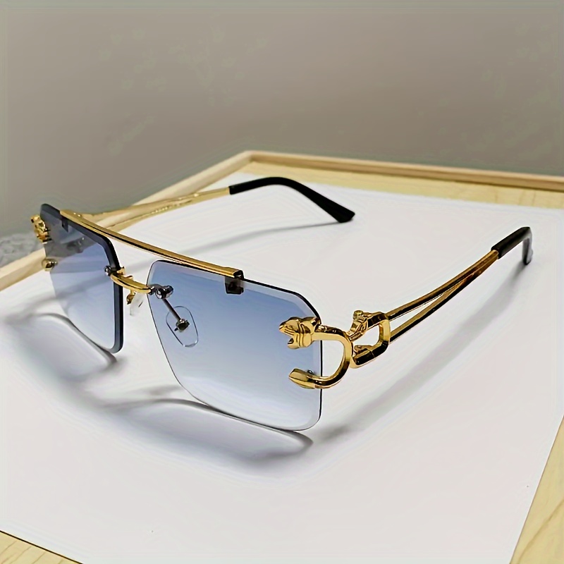 6pairs Elegant Cool Trendy Large Square Frame Rimless Leopard