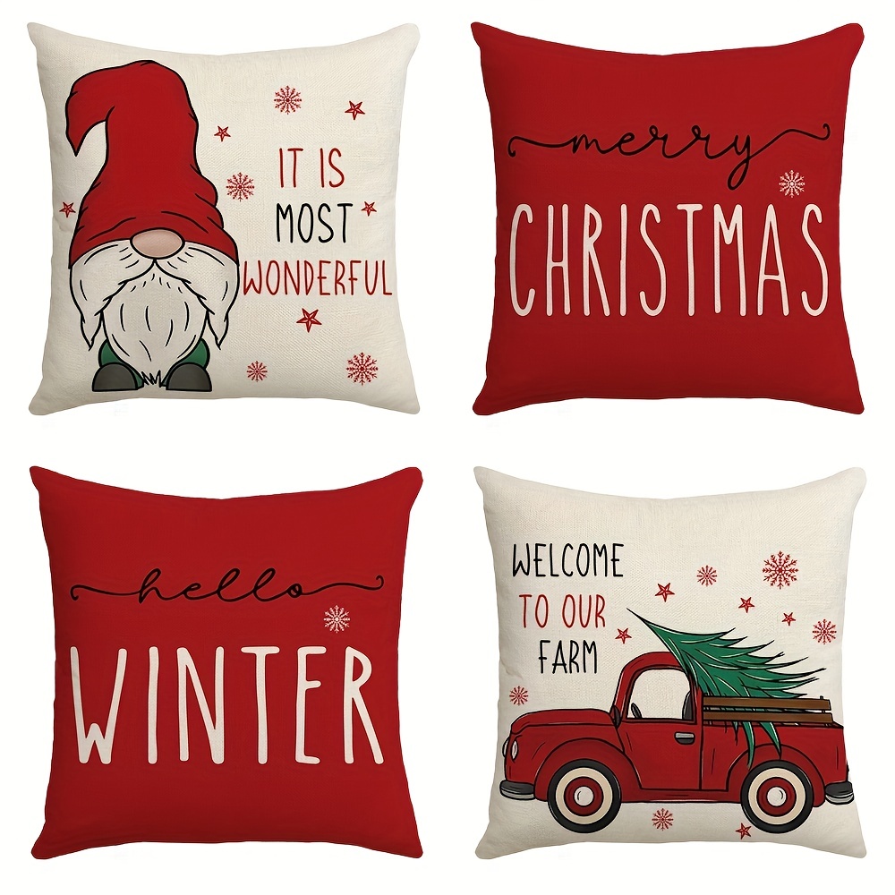 Festive Christmas Truck Pine Tree Snowflake Throw Pillow Cover - Soft Linen  Blend, Single Sided Printed, Perfect For Living Room, Bedroom, Party  Supplies, Sofa, And Home Decor - No Pillow Insert Included - Temu