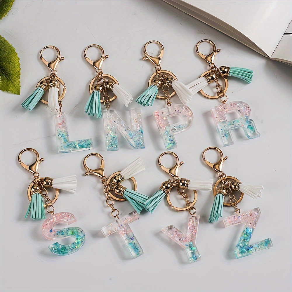Initial Letter Keychain Pendant Resin Letter Keychain Purse - Temu