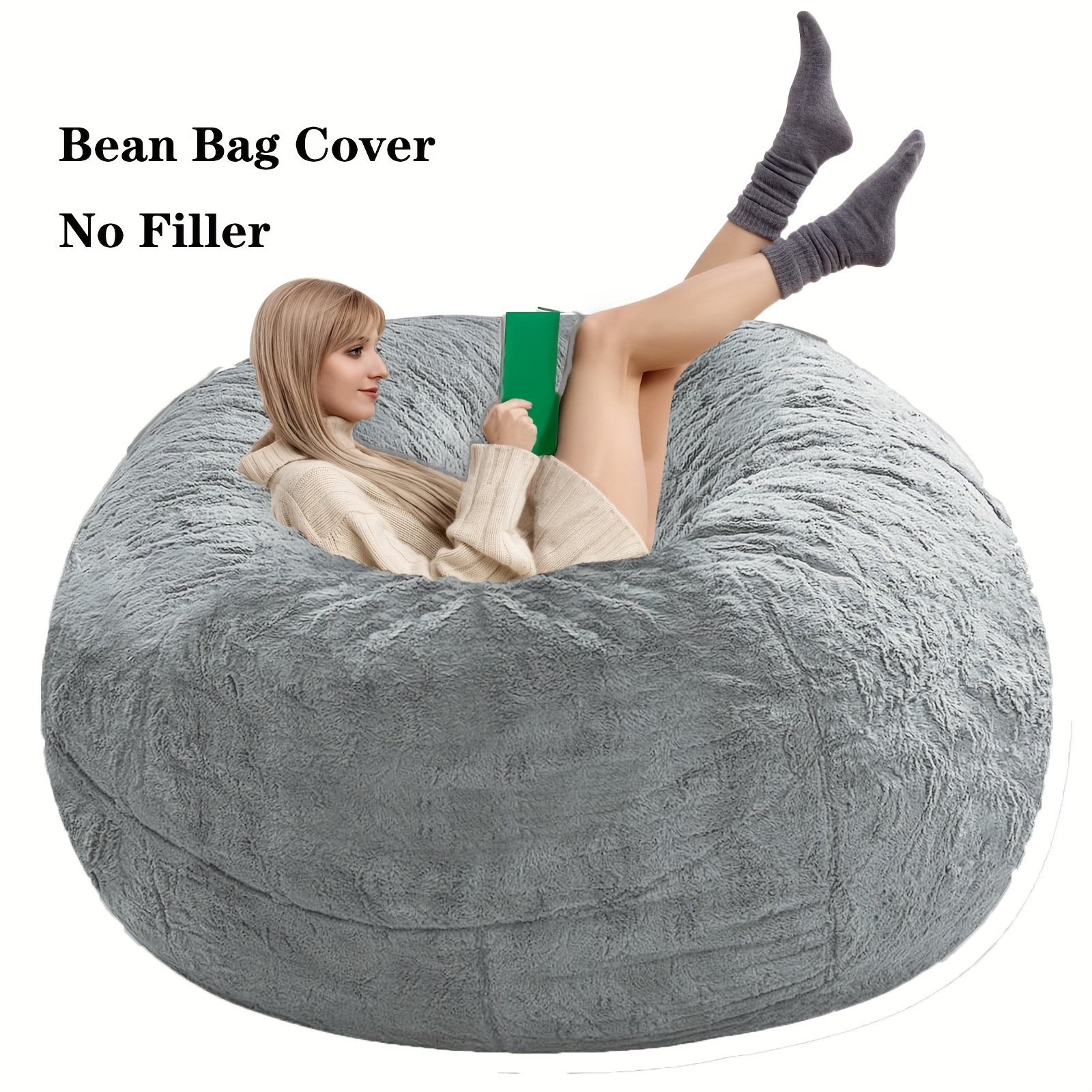 Bean Bag Cover (without Filling) Dark Brown Circular Soft - Temu