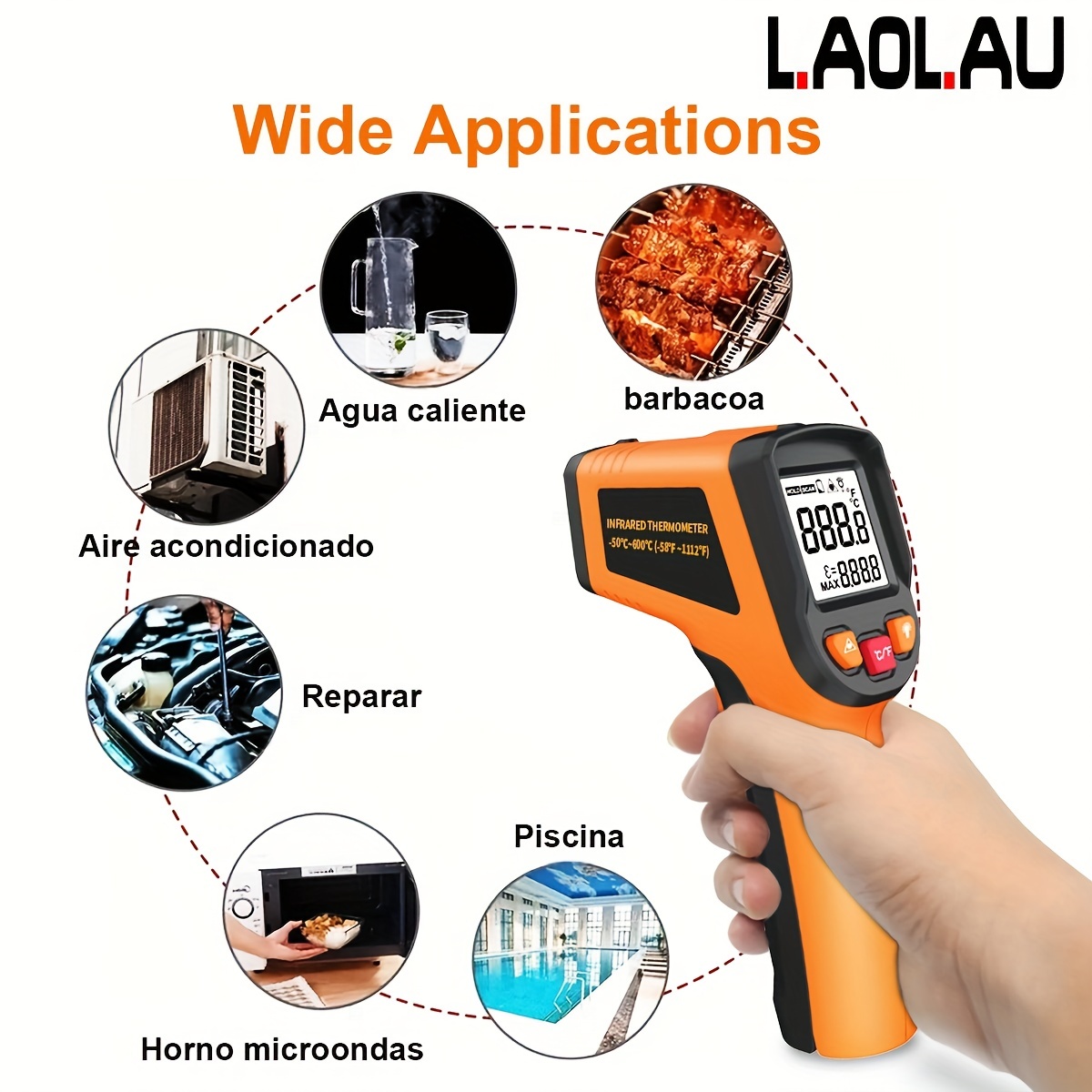 Food Infrared Laser Temperature Gun Thermometer for Oven Barbecue Meat  Cooking