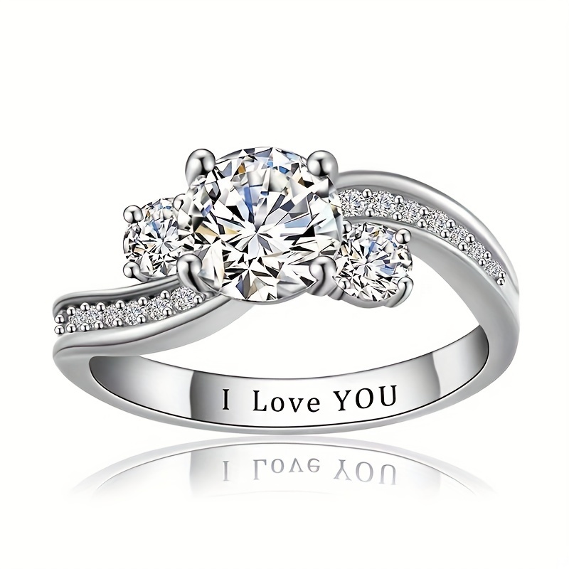 Round Cut Zircon Ring, Promise Engagement Wedding Gift